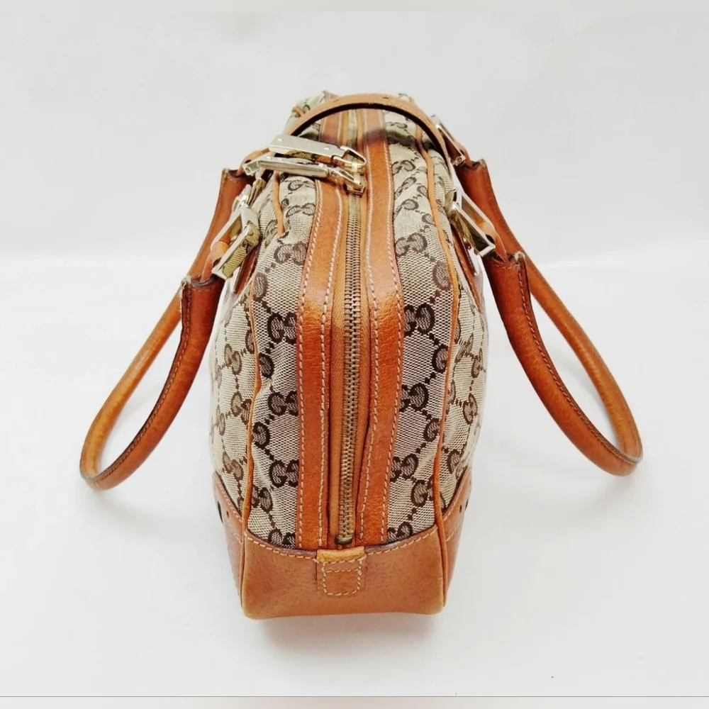 GUCCI GG Top Handle Canvas and Leather Y2K Vintage Bag - Picture 5 of 8